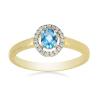BUY REAL SWISS BLUE TOPAZ GEMSTONE 14K GOLD WHITE DIAMOND HALO RING