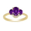Wholesale 14K Gold Oval Three-Stone Accent Amethyst Ring Manufacturers - JewelPin