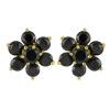 BUY NATURAL BLACK SAPPHIRE GEMSTONE FLOWER BRASS EARRINGS
