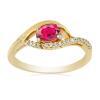 BUY 14K GOLD NATURAL RUBELITE GEMSTONE CLASSIC RING WITH WHITE DIAMOND