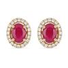 BUY 14K GOLD NATURAL GLASS FILLED RUBY GEMSTONE HALO EARRINGS WITH WHITE DIAMOND