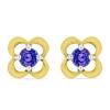BUY 14K GOLD NATURAL TANZANITE GEMSTONE SINGLE STONE EARRINGS