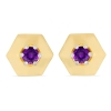 Wholesale 14K Gold Round Amethyst Hexagon Stud Earrings Manufacturers USA - JewelPin