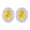 BUY 14K GOLD HALO EARRINGS WITH CITRINE GESMTONE AND WHITE DIAMOND