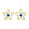 BUY 14K GOLD NATURAL BLUE SAPPHIRE GEMSTONE CLASSIC EARRINGS WITH WHITE DIAMOND