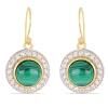 BUY 925 SILVER GOLD PLATED NATURAL MALACHITE GEMSTONE HALO EARRINGS