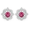 BUY STERLING SILVER RHODOLITE GEMSTONE STYLISH HALO EARRINGS