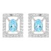 BUY 925 STERLING SILVER SKY BLUE TOPAZ GEMSTONE HALO EARRINGS