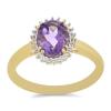 BUY STERLING SILVER NATURAL BRAZILIAN AMETHYST WITH WHITE ZIRCON GEMSTONE RING
