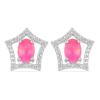 BUY GENUINE PINK ETHIOPIAN OPAL GEMSTONE HALO EARRINGS IN 925 SILVER