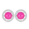 BUY 925 SILVER NATURAL PINK ETHIOPIAN OPAL GEMSTONE HALO EARRINGS