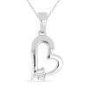BUY STERLING SILVER  WHITE DIAMOND DOUBLE-CUT GEMSTONE HEART PENDANT