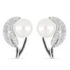 BUY 925 SILVER  WHITE FRESHWATER PEARL GEMSTONE EARRINGS