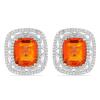 BUY STERLING SILVER REAL PADPARADSCHA QUARTZ BIG GEMSTONE EARRINGS