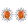 BUY REAL PADPARADSCHA QUARTZ GEMSTONE HALO EARRINGS IN 925 SILVER