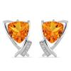 BUY 925 STERLING SILVER NATURAL PADPARADSCHA QUARTZ TRILLION GEMSTONE EARRINGS WITH CUBIC ZIRCONIA – WHOLESALE JEWELRY