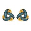 BUY 925 STERLING SILVER  GOLD PLATED NATURAL BLUE DIAMOND EARRINGS