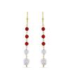 BUY 925 SILVER NATURAL PEARL & RED ONYX ROUND BEADED EARRINGS
