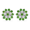BUY 925 SIVLER NATURAL CHROME DIOPSIDE GEMSTONE FLOWER EARRINGS