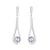 BUY NATURAL TANZANITE WITH WHITE ZIRCON GEMSTONE CLASSIC EARRINGS IN STERLING SILVER