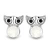 STERLING SILVER RAINBOW MOONSTONE & BLACK SPINEL OWL EARRINGS – WHOLESALE GEMSTONE JEWELRY