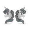 BUY NATURAL BLUE DIAMOND DOUBLE CUT GEMSTONE UNICORN EARRINGS  IN 925 SILVER 