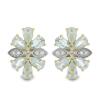 JEWELPIN WHOLESALE AQUAMARINE FLORAL EARRINGS IN 925 STERLING SILVER WITH WHITE TOPAZ – GOLD PLATED CLUSTER EARRING