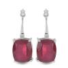BUY STERLING SILVER GLASS FILLED RUBY WITH WHITE ZIRCON GEMSTONE BIG STONE EARRINGS