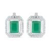 JEWELPIN NATURAL EMERALD EARRINGS WHOLESALE IN 925 STERLING SILVER WITH WHITE ZIRCON HALO