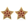 BUY 14K GOLD NATURAL RED DIAMOND DOUBLE CUT GEMSTONE STAR EARRINGS 