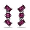 BUY NATURAL RHODOLITE WITH WHITE ZIRCON GEMSTONE EARRINGS 