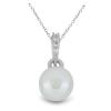 BUY STERLING SILVER NATURAL WHITE FRESHWATER PEARL WITH WHITE ZIRCON GEMSTONE PENDANT