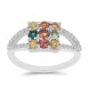 BUY NATURAL MULTI SAPPHIRE WITH WHITE ZIRCON GEMSTONE RING IN 925 SILVER 