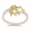 BUY 925 SILVER REAL CITRINE WITH WHITE ZIRCON GEMSTONE RING 