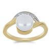 BUY STERLING SILVER NATURAL WHITE FRESHWATER PEARL WITH WHITE ZIRCON GEMSTONE RING 
