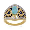 BUY 925 SILVER NATURAL TURQUOISE  GEMSTONE ENAMEL RING 