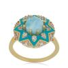 BUY NATURAL LARIMAR WITH WHITE ZIRCON GEMSTONE ENAMEL RING  
