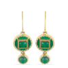 BUY 925 SILVER GOLD PLATED GREEN ONYX GEMSTONE ENAMEL DROP EARRINGS