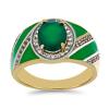 BUY 925 SILVER NATURAL GREEN ONYX WITH WHITE ZIRCON GEMSTONE ENAMEL RING 