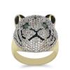 BUY STERLING SILVER NATURAL EMERALD WITH WHITE ZIRCON GEMSTONE ENAMEL RING 