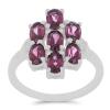 BUY STERLING SILVER NATURAL RHODOLITE GEMSTONE CLUSTER RING 