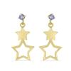 925 SILVER DOUBLE STAR DROP EARRINGS WITH NATURAL TANZANITE – GOLD PLATED