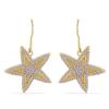 STERLING SILVER STAR EARRINGS WITH NATURAL TANZANITE & CZ – GOLD PLATED