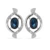JEWELPIN OVAL BLUE SAPPHIRE HALO STUD EARRINGS WHOLESALE IN 925 STERLING SILVER