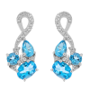 925 STERLING SILVER EARRINGS WITH NATURAL SWISS BLUE TOPAZ & CUBIC ZIRCONIA GEMSTONES
