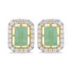 925 STERLING SILVER GOLD PLATED EARRINGS WITH NATURAL EMERALD & CUBIC ZIRCONIA GEMSTONES