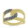 BUY 925 STERLING SILVER BLUE SAPPHIRE GEMSTONE RING – GOLD PLATED CROSSOVER DESIGN | JEWELPIN