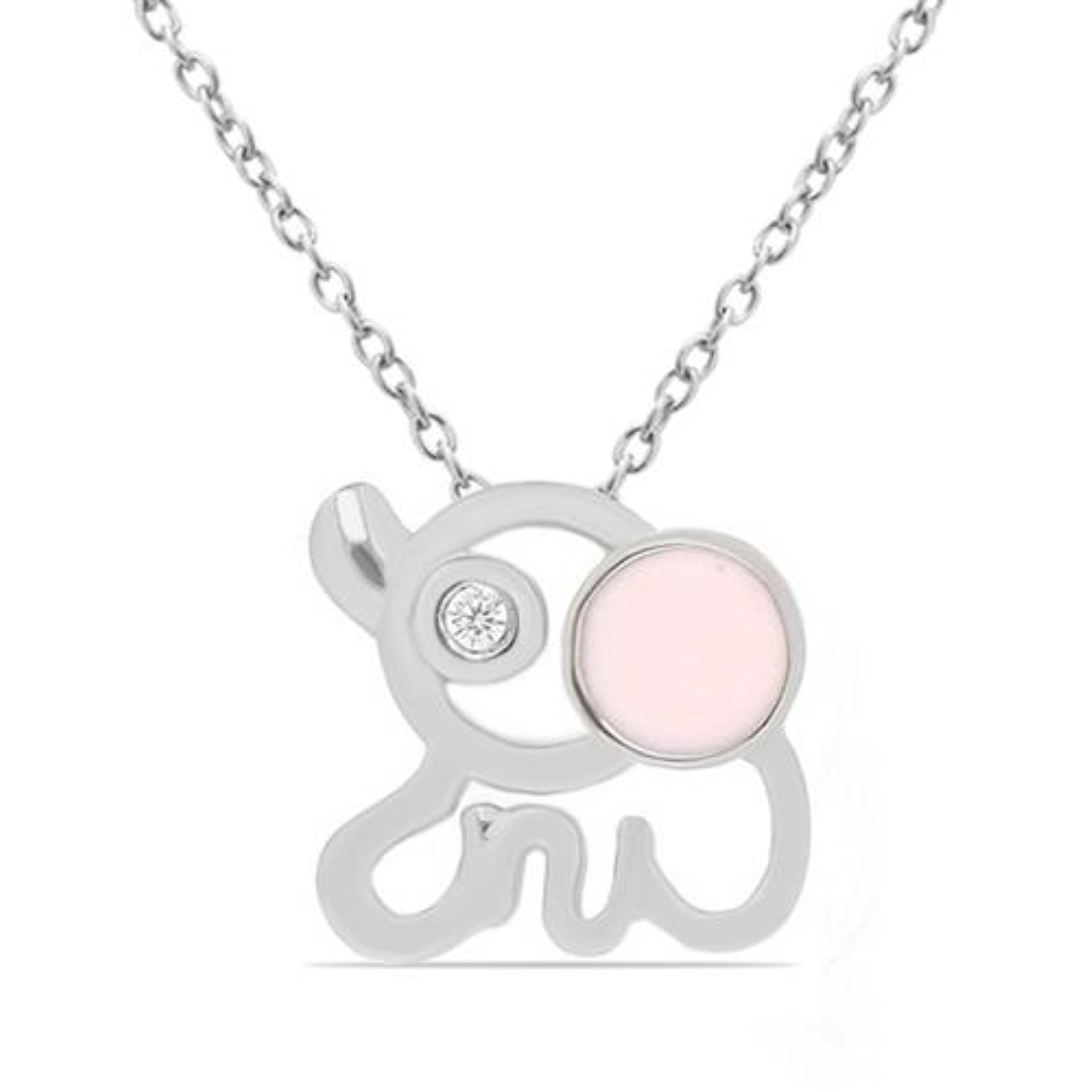 ELEPHANT KIDS PENDANT IN 925 STERLING SILVER WITH ENAMEL & WHITE ZIRCON | WHOLESALE SUPPLIER USA