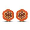 GARNET ENAMEL FLOWER STUD EARRINGS IN 925 SILVER | WHOLESALE JEWELRY SUPPLIER USA