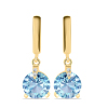 Bulk 14K Gold Round Aquamarine Solitaire Bar-Drop Dangle Hoops - Gold Jewelry Manufacturers USA
